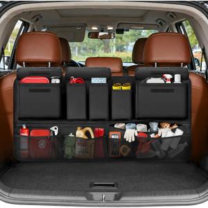 Trunk Organizer for SUV, 35.5" x 18.2" Large Capacity Car Organizers and Storage, Backseat Hanging Storage Bag with 10 Pockets, Adjustable & Waterproof Car Interior Accessories for SUV Truck MPV