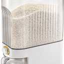 Clear Rice Holder Dispenser, 22 Lbs Large Grain Storage Container with Measuring Cup, Cylinder Household Food Dispenser Bucket Kitchen Organization for Cereal Oatmeal Coffee Bean Soybean Corn