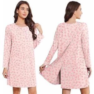 Deyeek Hospital Gowns for Women Open Back Tear Away Post Surgery Dress Long Sleeve with Shoulder Snaps Adaptive Nightgowns, M