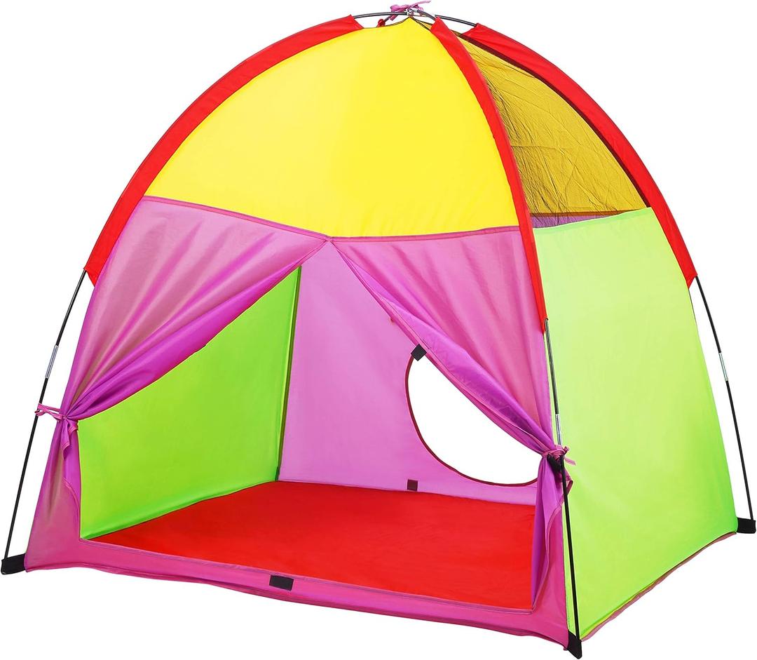 ATDAWN Kids Play Tent, Pop Up Tent for Kids, Camping Playground, Indoor/Outdoor Children Playhouse for Boys and Girls, Rainbow Color (L)