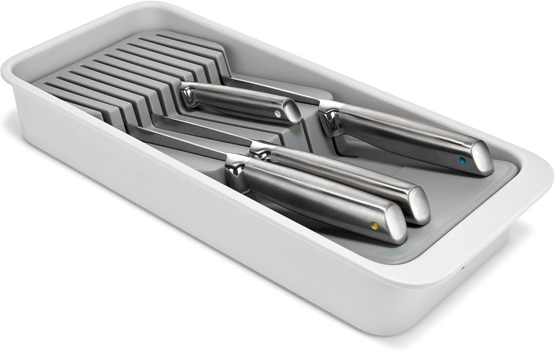 Joseph Joseph DrawerStore 2-Tier Knife Kitchen Drawer Organizer, Holds up to 11 Knives, Disassembles for Easy Cleaning, Recycled Plastic (Compact)