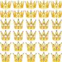 30 Pcs Crowns for Flower Bouquets, Gold Crown Cake Topper, Mini Crown for Flower Bouquet, Pearl Tiara Princess Gold Crown for Wedding Baby Shower Birthday Mothers Day Graduation Party Decor 3 Style