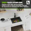 15x15 Inch Stainless Steel Small Kitchen Sink-5.5 Inch Low Height Design Single Bowl Drop In Topmount Small Kitchen And Bar Sink Ensure Individuals With Limited Mobility Easily Accessing And Using