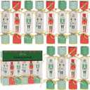 Lulu Home 12 Packs Non-Snap Christmas Crackers Set, Xmas Gift Box Kit for Party Dinner Game Traditions, Nutcracker Patterned, Each 6.5" H x 1.4" Dia