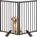 Metal Freestanding Dog Gates with Door for Outdoor Indoor,40'' Extra Wide 36'' Tall Free Standing Dog Gate for Doorways,Large Openings,Deck,Yard,Porch,Foldable Safety Pet Fence(Black,2 Panels)