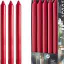Red Taper Candles for Christmas - Set of 10 Dripless Candle Sticks - 9.5" Dinner Table & Home Decoration Candles - 8 Hour Burn Time
