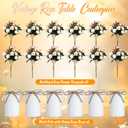 Domensi 6 Sets Wedding Centerpiece for Table Artificial Rose with Vase Fake Bouquets and Metal Pot Floral Arrangements for Mother's Day Holiday Party Event Table Decor (Champagne)