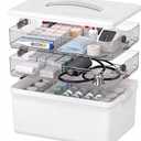 Citylife 3-Tier Medicine Cabinet Organizer,Medicine Cabinet First Aid Kit with Handle,Portable Multi-Purpose Storage Box Suitable for Family Emergency,Home,Travel,White