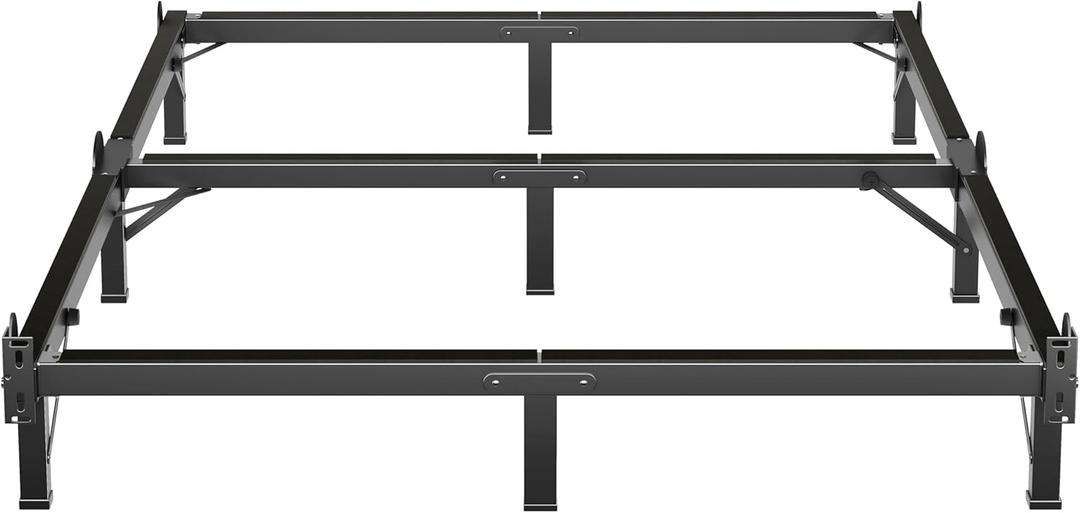 MAF Metal Bed Frame Queen 8 Inches, 9-Legs Support Bed Base, Queen Bed Frame for Box Spring and Mattress, Basics Bed Frame Headboard Attachable Tool-Free Easy Assembly, Black