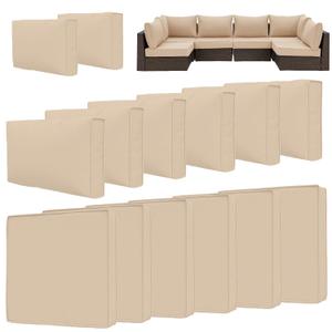 HOMREST 14-Piece Outdoor Cushion Covers Set for Patio Furniture, Reversible Double-Sided Sofa Slipcovers with Zipper, Water-Repellent Replacement Covers Only (Khaki, 25.625.63.9in)