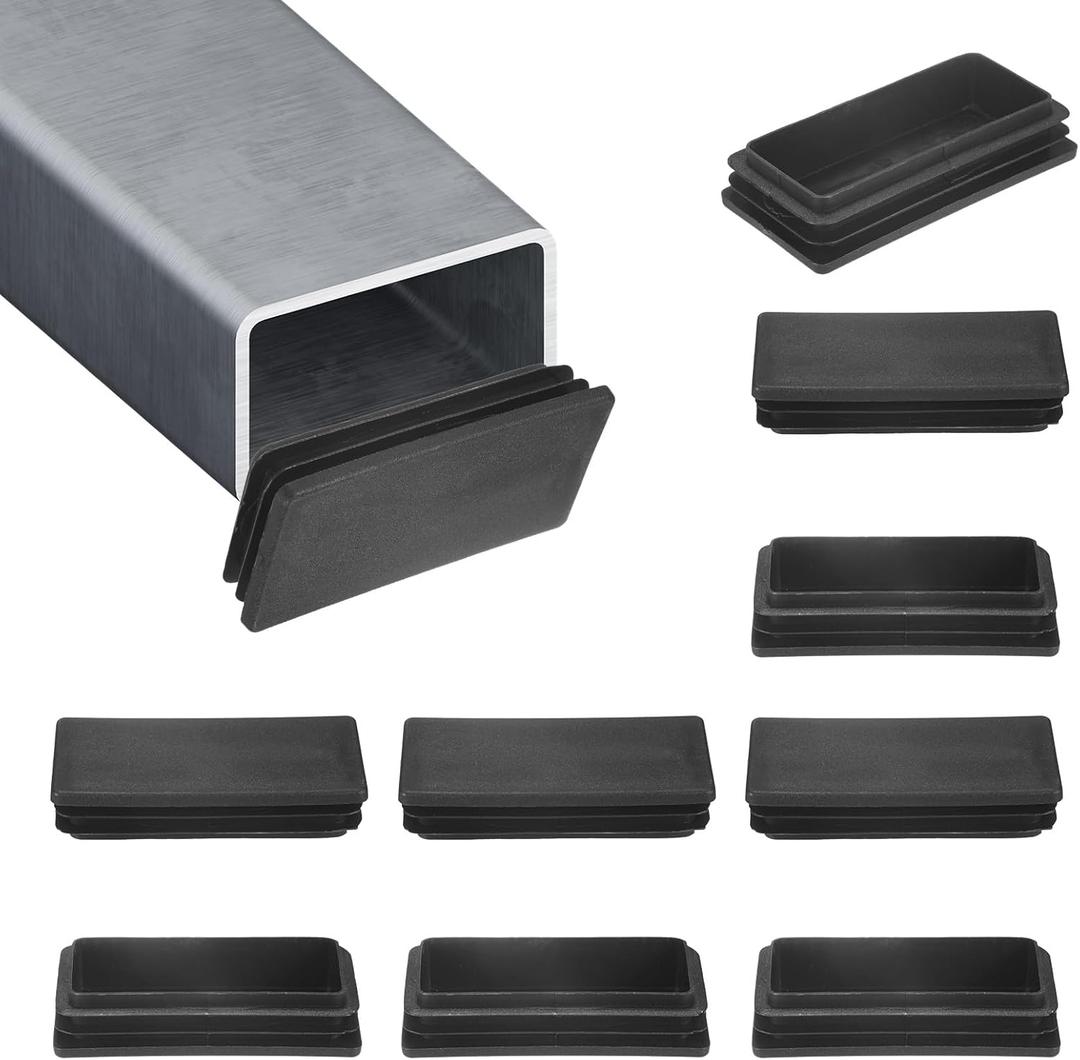M METERXITY 10-Pack Tubing End Caps, 4 x 2 Inch Plastic Rectangle Hole Plugs Inserts for Chair Leg/Bar Stool/Fitness Equipment, Chair Glides Fence Plug Floor Protectors