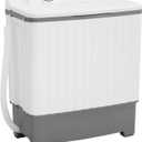 PayLessHere Portable Washing Machine 17 lbs Mini Compact Twin Tub, Wash (10lbs) and Spin Combo(7lbs), RV, Laundry Cloths Washer Timer Control for Home, Apartments, Dorm Rooms (White & Grey)