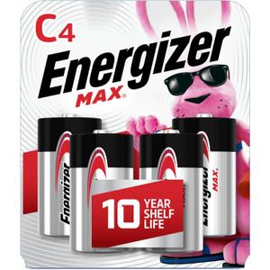 Energizer 30039800039768 Max C Batteries, Premium Alkaline C Cell Batteries (4 Battery Count), Silver