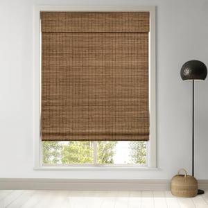 LazBlinds Cordless Bamboo Roman Shades, Privacy Blinds for Interior Windows, Room Darkening Roll Up Bamboo Blinds for Home & Patio, 34.5" W x 64" H, Eastfield Teak