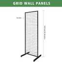 Portable Gridwall Panel Floorstanding Display Stand One-Step Installation Black Finish