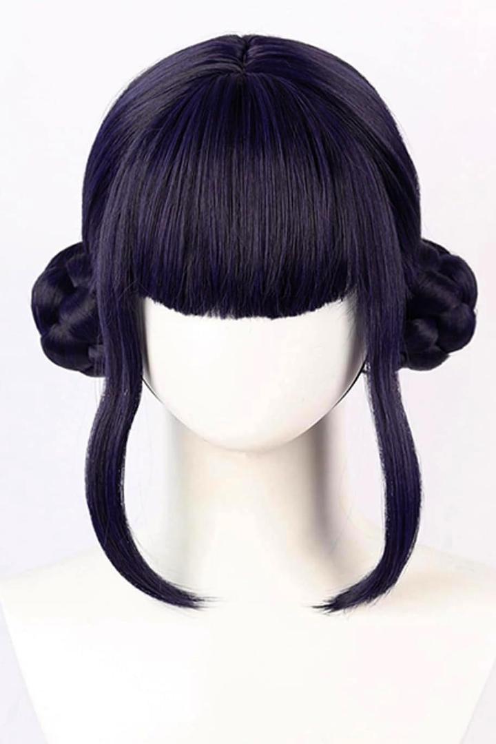 Purple Black Double Braid Wig Anime Cosplay Wigs for Girls Halloween Costume Wig