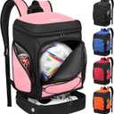 Soccer Bag - Soccer Backpack with Ball Holder,Sport Equipment Bags gifts for soccer stuff Water resistant Includes Separate Cleat Fit Basketball Volleyball Football (Hot Pink)