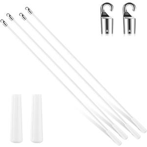 Bokon 4 Pcs Blinds Wand Replacement with Hook and Handle White Fiberglass Long Vertica Blind Wand for Windows Curtain Door Shades Opener Accessory (48 Inch)