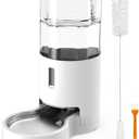 7L Automatic Dog Water Dispenser Bowl, Gravity Pet Water Dispenser with Stainless Steel Bowl, No Spilling Large Capacity Water Feeder for Dogs Cats (7L Without Filter Black)