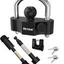 RETRUE Heavy-Duty Keyed-Alike Trailer Lock Set - Universal Coupler, Dual Hitch Receiver Pin, and Trailer Tongue Locks Included, Black