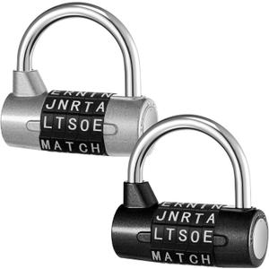 Shimeyao 2 Pcs 5 Letter Combination Lock Metal 5 Digit Lock Heavy Duty Word Gym Locker Keyless Resettable Safety Padlock for School Gym Locker Toolbox Hasp Cabinet(Silver, Black)