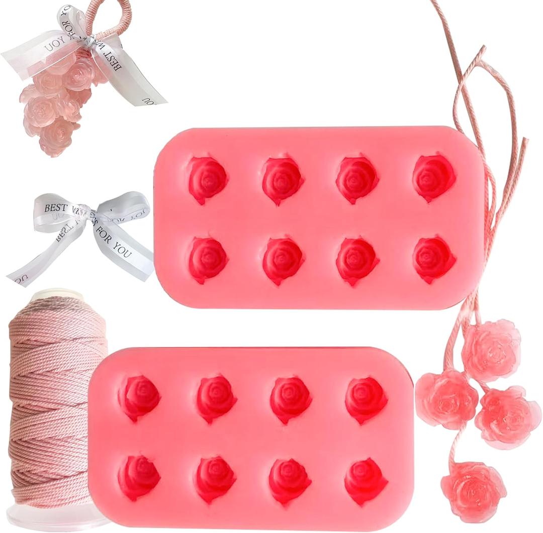 DIY Silicone Rose Shaped Grape Soap Molds - Exquisite Soap Making Kit Moldes para Jabones Artesanales Make Your Own Soaps for Gift (Without Soaps), Pink