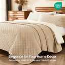 L'AGRATY Velvet Quilt King Size: 3-Piece Reversible Luxury Velvet Bedding Comforter Set - Lightweight Oversized Quilted Bedspread Coverlet with 2 Pillow Sham for All Season - Light Taupe Quilt, King/Cal King