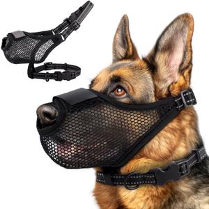 Dog Muzzle,Soft Air Mesh Muzzle for Small Medium Large Sized Dogs,Breathable Soft Dog Muzzle Reflective Adjustable Puppy Muzzles with Collar,Nose Revealing Design,Allows Panting and Drinking, L