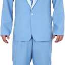 AMNPOLEN Men Lloyd and Harry Costume Blue Suit Orange Tuxedo Coat Hat Bow Tie 90s Movie Halloween Cosplay Outfit (Small)