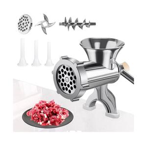 Meat Grinder, Aluminum Alloy Stainless Steel Meat Grinder Manual Small Sausage Stuffer, Meat Mincer for Home