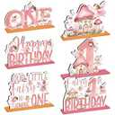 CroBlissful 6 Pcs Fairy First Birthday Decorations Wood Fairy Table Sign Decor Forest Baby Shower Centerpieces Flower Mushroom First Birthday Decoration Supplies Enchanted Party Table Topper