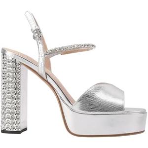 JANSEVEN Rhinestone Sandals Women Crystal Heels Platform Chunky Heel Ankle Strap Sparkling Sandals Peep Toe Sexy Dress Bridal Wedding Party Shoes 7.5