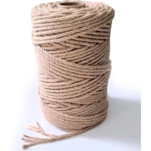 6mm Jute Twine String, 164 Feet 4 Ply Thick Heavy Duty Twine Rope for Crafts, Cat Scratching Post, Cats Toy Making, Gardening Plant, Packing, Bundling, Christmas, Wedding Decor