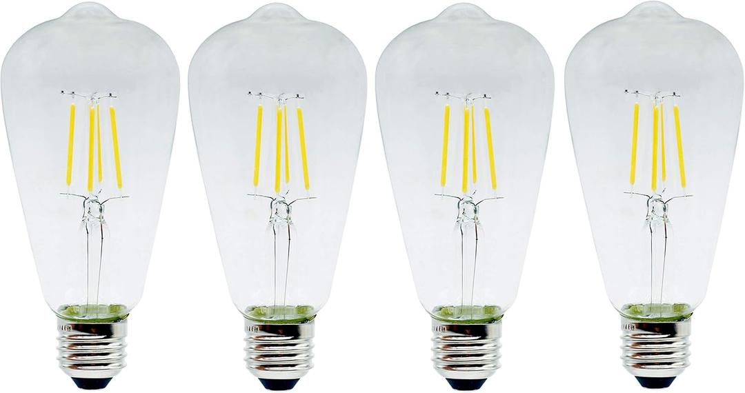 4Pack ST58/ST19 Vintage LED Edison Bulbs, Warm White 2700K, 6W Equivalent 60W LED Filament Light Bulbs