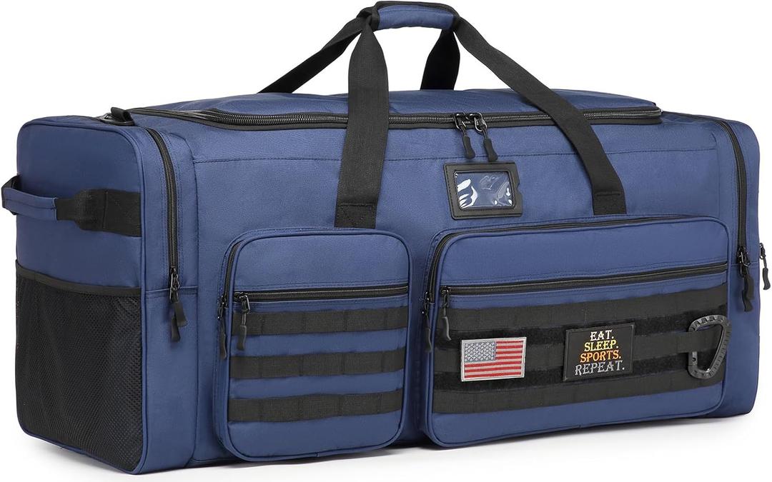 Extra Large Duffle Bag for Men, Heavy Duty Duffle Bag for Travel, Large Sports Gym Equipment Bag for Hockey Football Soccer Baseball Basketball & Team training (Blue)