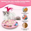 Cat Puzzle Toys Games Level 3 in 1 with Track Balls, Feather Teaser & Treat Feeder | Non-Slip Base | Mental Stimulation Enrichment for Indoor Cat, Dogs | Kitty Gift, Pink
