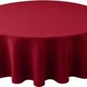 Biscaynebay Round Christmas Tablecloths 60" for Round Tables diameters from 28" to 48", Red Textured Fabric Water Resistant Folding Table Covers Washable for Dining, Kitchen, Wedding, Parties