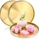 3 Pcs Gold Tray, 12 inch Round Serving Tray Stainless Steel, Bar Circle Decorative Plate, Coffee Table Metal Decor Dishes, Vanity Tray Jewelry Makeup Organizer for Bathroom Candle Perfume