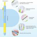 Metallic Multi-Color Pen with Pencil, Retractable Gel Ink Ballpoint Pen, Black, Blue, Red Ink, 0.7mm, Smooth Writing, Quick Dry, with Refills, Office Supplies (Blue and Pink Contrast)