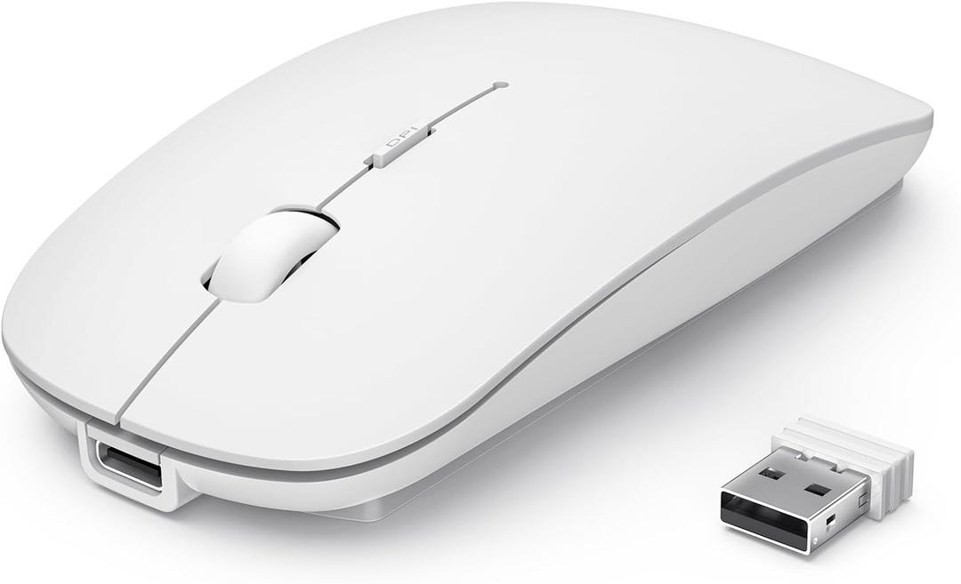 TECKNET Bluetooth Wireless Mouse, Rechargeable Silent Portable Computer Mouse, 6 Adjustable DPI, Dual Mode (Bluetooth 5.2/3.0 and 2.4G USB Receiver) for Laptop, iPad, MacBook, PC, Desktop, Android