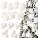 Gejoy 24 Pcs Burlap Christmas Boho Balls Ornaments 3.15 2.36 1.57 Inch Farmhouse Balls Rustic Ornaments for Home Xmas Tree Wreath Garland Holiday Party Decoration