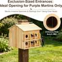 Purple Martin Bird House, Large 12-Room Wooden Birdhouse for Outdoors