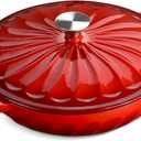 Enameled Cast Iron Dutch Oven, 3.8 Quart Dutch Oven Pot with Lid, Shallow Cast Iron Braiser with Handles, Oven Safe up to 500°F (Red)