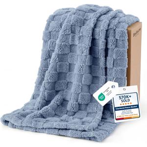 Bedsure GentleSoft Ashley Blue Throw Blanket for Couch - Checkered Fleece Blankets Gifts for Kids Girls, Cute Soft Cozy Throw for Bedroom Home Decor Gifts, 50x60 Inches