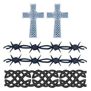 Set of 5 x Semi Permanent temporary Tattoo Waterproof Lasts 1-2 weeks Celtic Christian Cross barbed wire tribal arm band