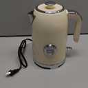 SUSTEAS Electric Kettle - 57oz Hot Tea Kettle Water Boiler with Thermometer, 1500W Fast Heating Stainless Steel Tea Pot, Cordless with LED Indicator, Auto Shut-Off & Boil Dry Protection, Beige