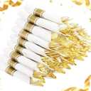 Supernal 240 Pcs Pre Rolled Napkins with Gold Plastic Silverware - 60 Sets Elegant Disposable Wrapped Cutlery: Heavy Duty Gold Forks, Knives, Spoons for Weddings, Parties, & Catering Events