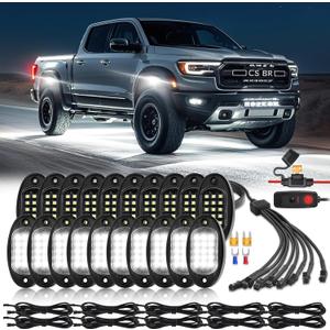 20 Pods Pure White LED Rock Lights with Extension Wires, IP67 Waterproof 6500K Super Bright White Underglow Kit for Semi Truck Sedans Trailer Offroad Pickup RV Vans Bus Under Car Lighting