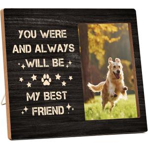 Dog Picture Frame, Cute Pet Wood Photo Frame, Dog Lover Gifts, Sympathy Gifts for Loss of Dog, You Were And Always Will Be My Best Friend Frame, Pet Remembrance Gifts -c05