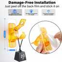 6 Pack Self Adhesive Curtain Rod Bracket Holding up to 20lbs, Easy to Assemble with No Drill Nail Scrawl, Transparent Orange Sticky Hanger and Holder